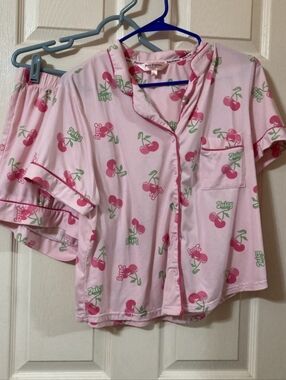 Juicy Couture Pink Cherry-Print Pajama Top and Shorts Set
